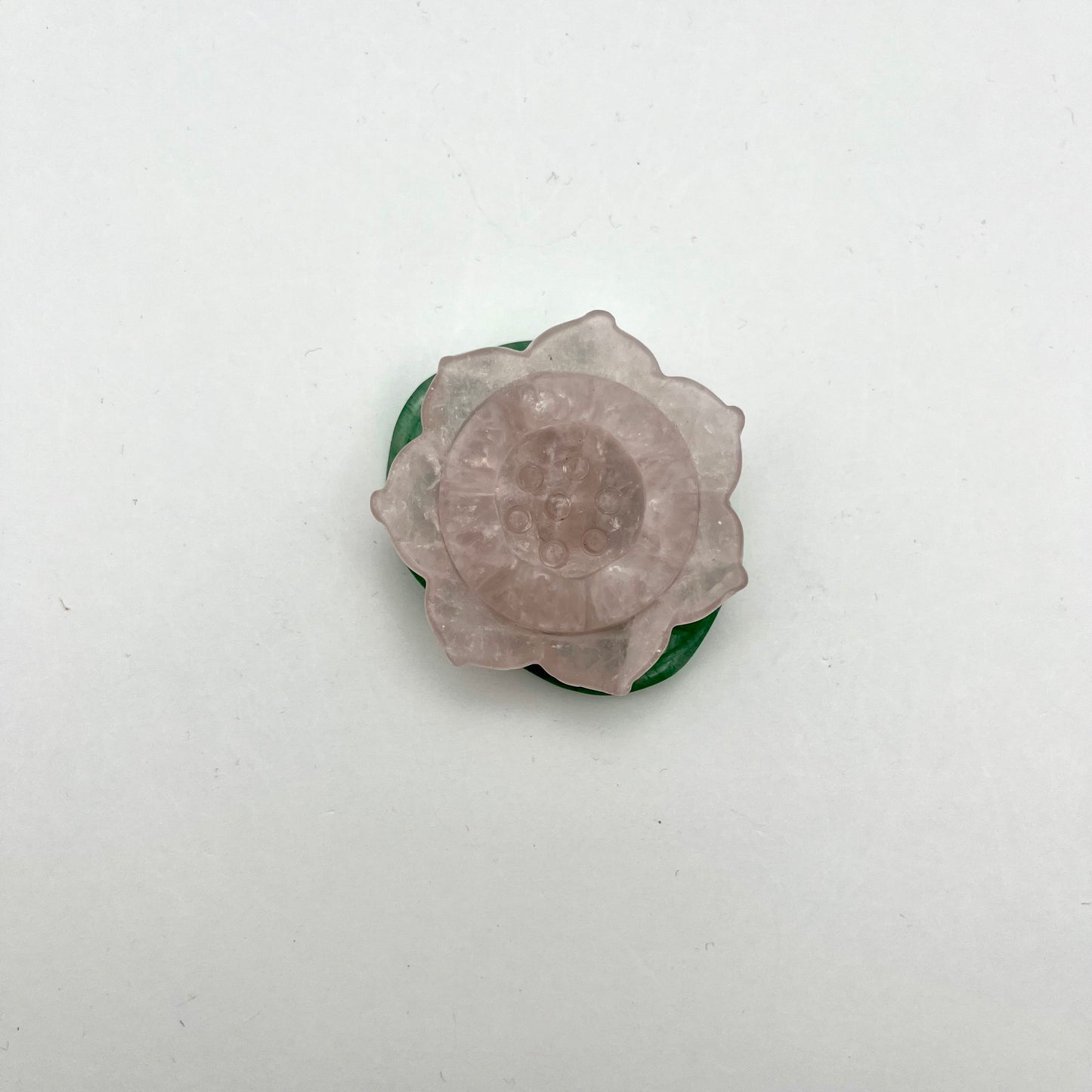 Rose Quartz x Green Aventurine | Lotus Flower Carving