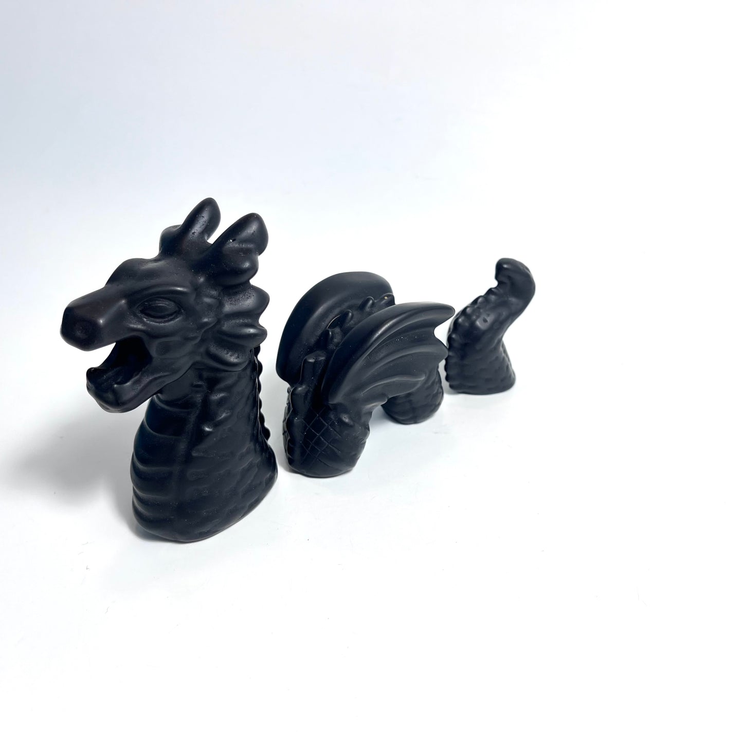 Obsidian | Dragon 3 piece carving