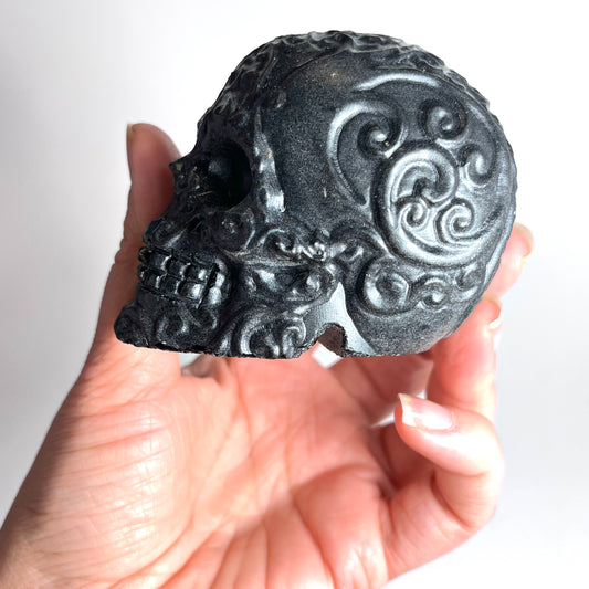 Obsidian  | Detailed Skull Carving