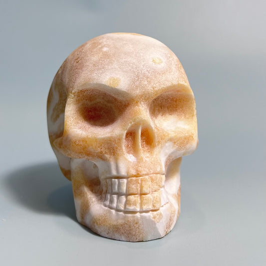 Orange Calcite | Skull Carving - Unpolished