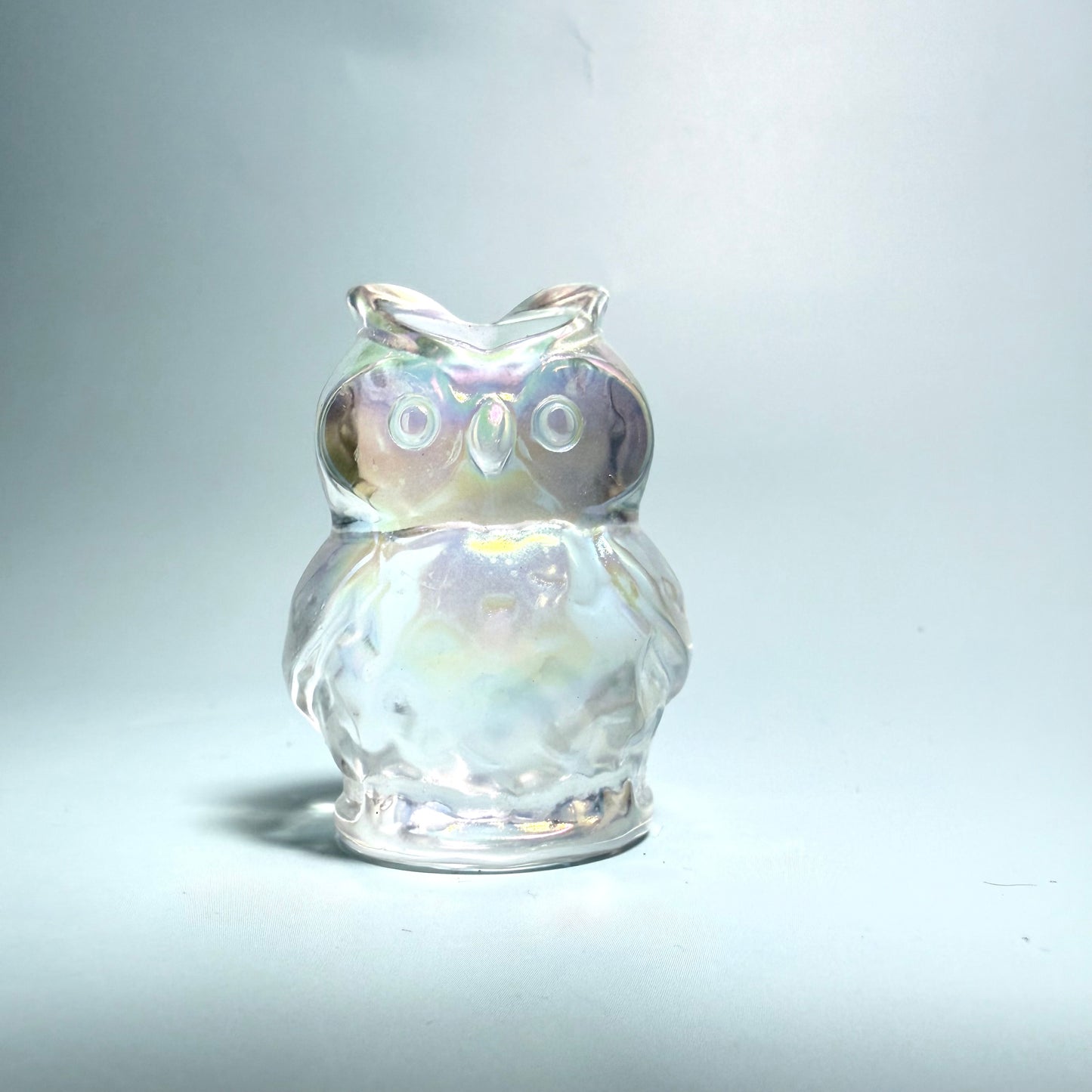 Aura Smelt Quartz | Owl Carving - Crystal bird