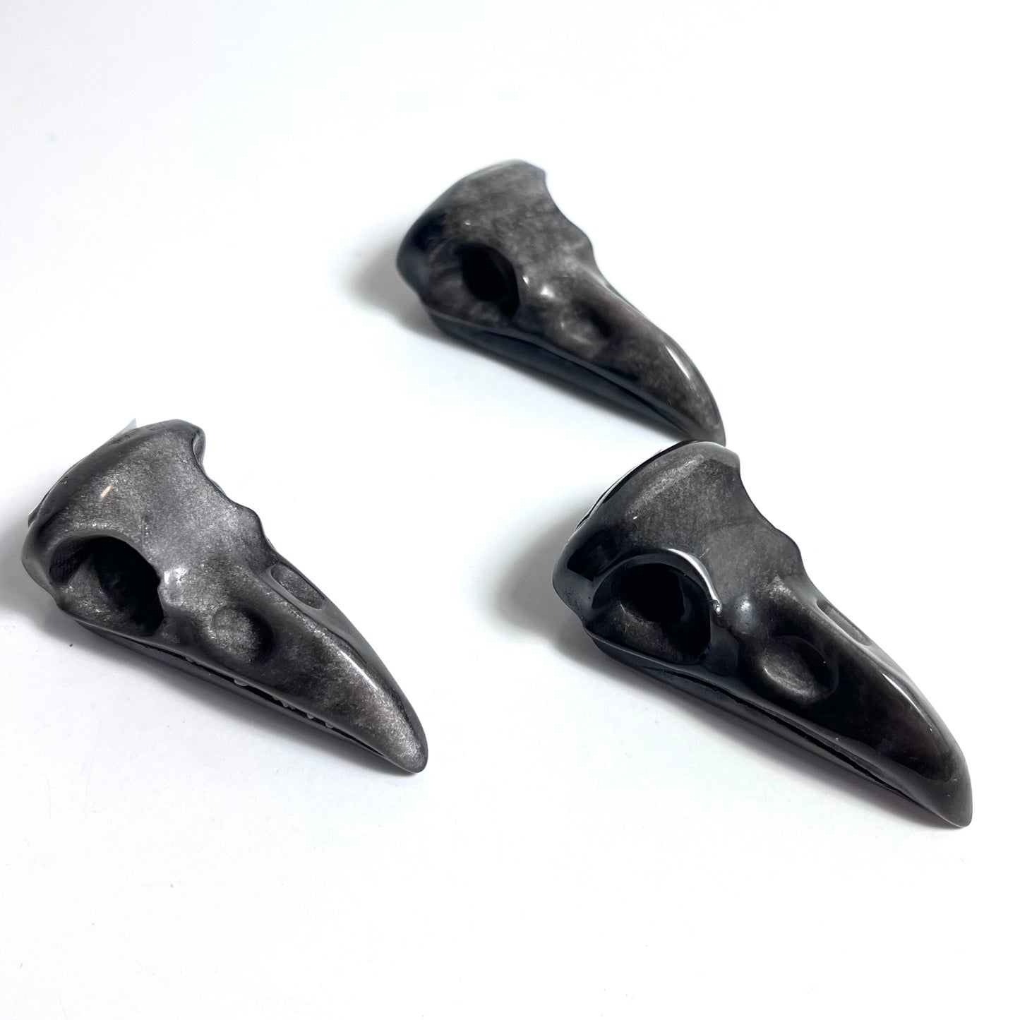 Silver Sheen Obsidian | Raven Skull Medium