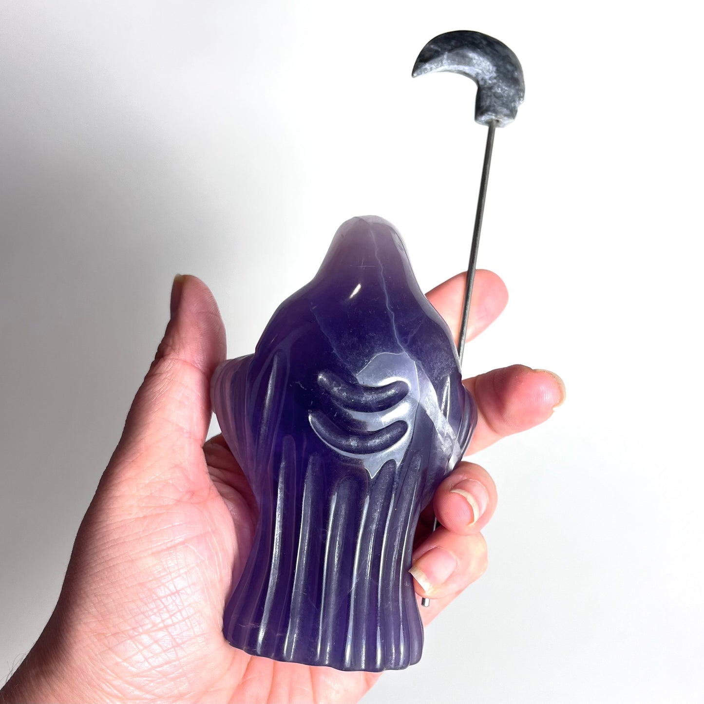 Purple Milky Fluorite | Grim Reaper Carving