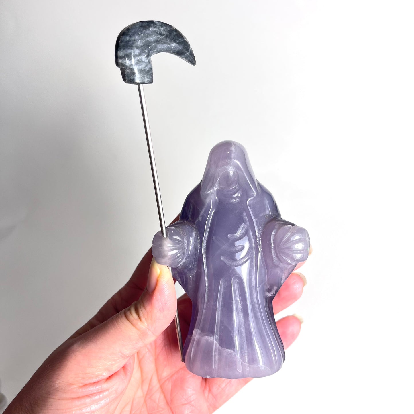 Purple Milky Fluorite | Grim Reaper Carving