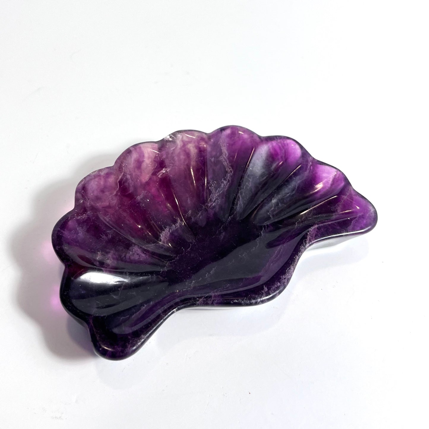 Purple Fluorite  | Shell Dish Carving