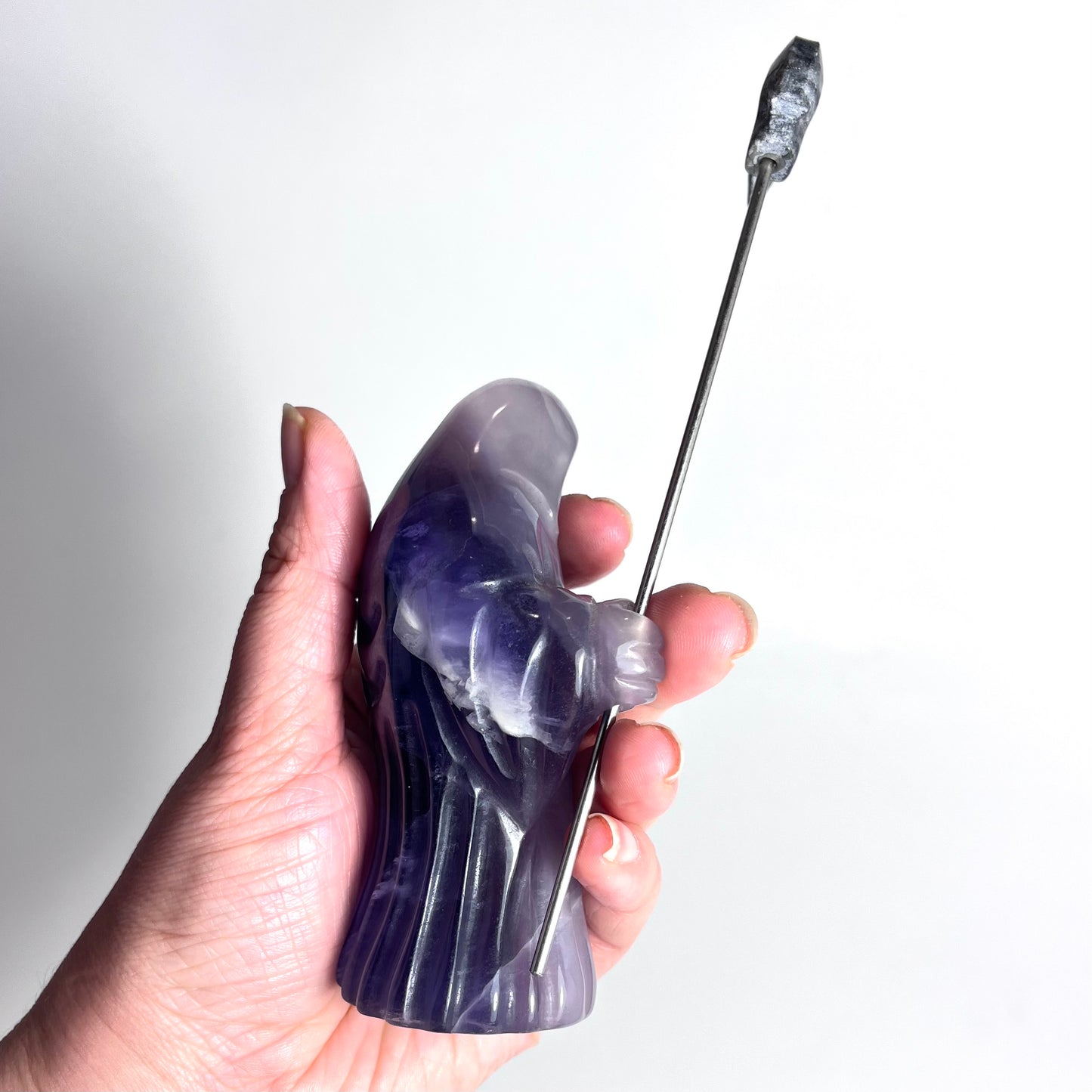 Purple Milky Fluorite | Grim Reaper Carving