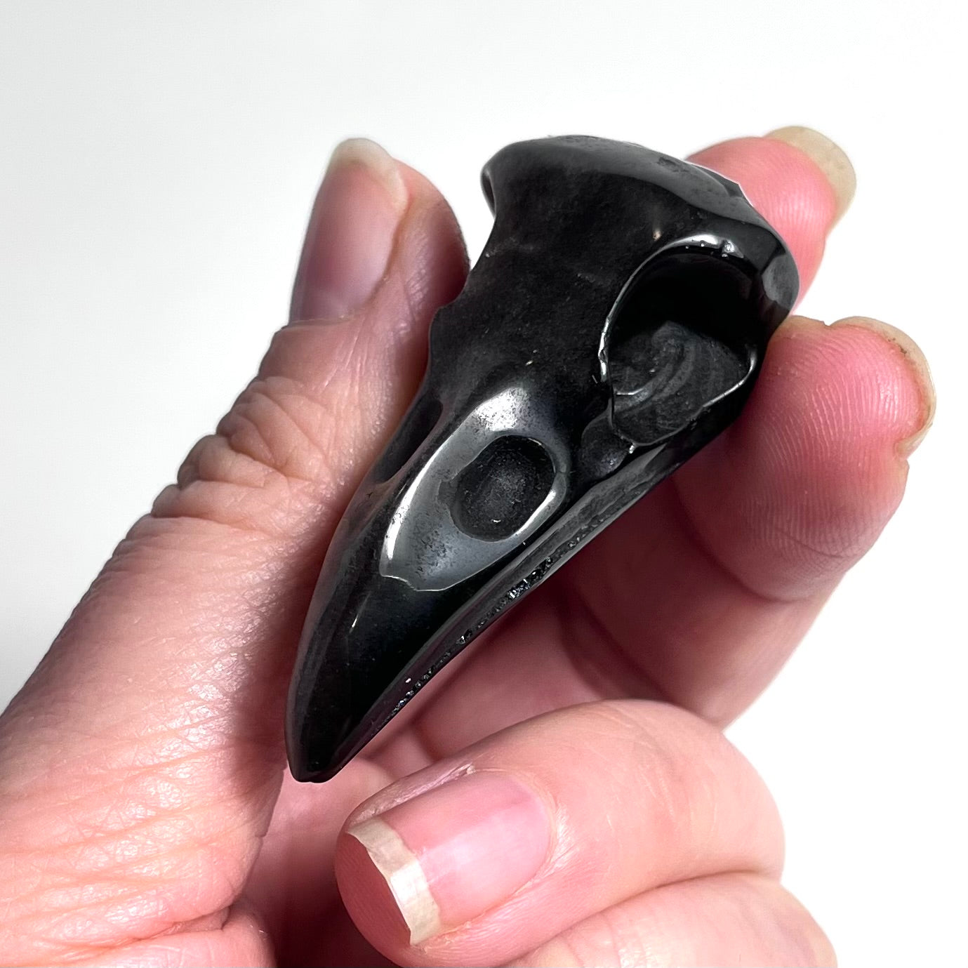 Silver Sheen Obsidian | Raven Skull Medium