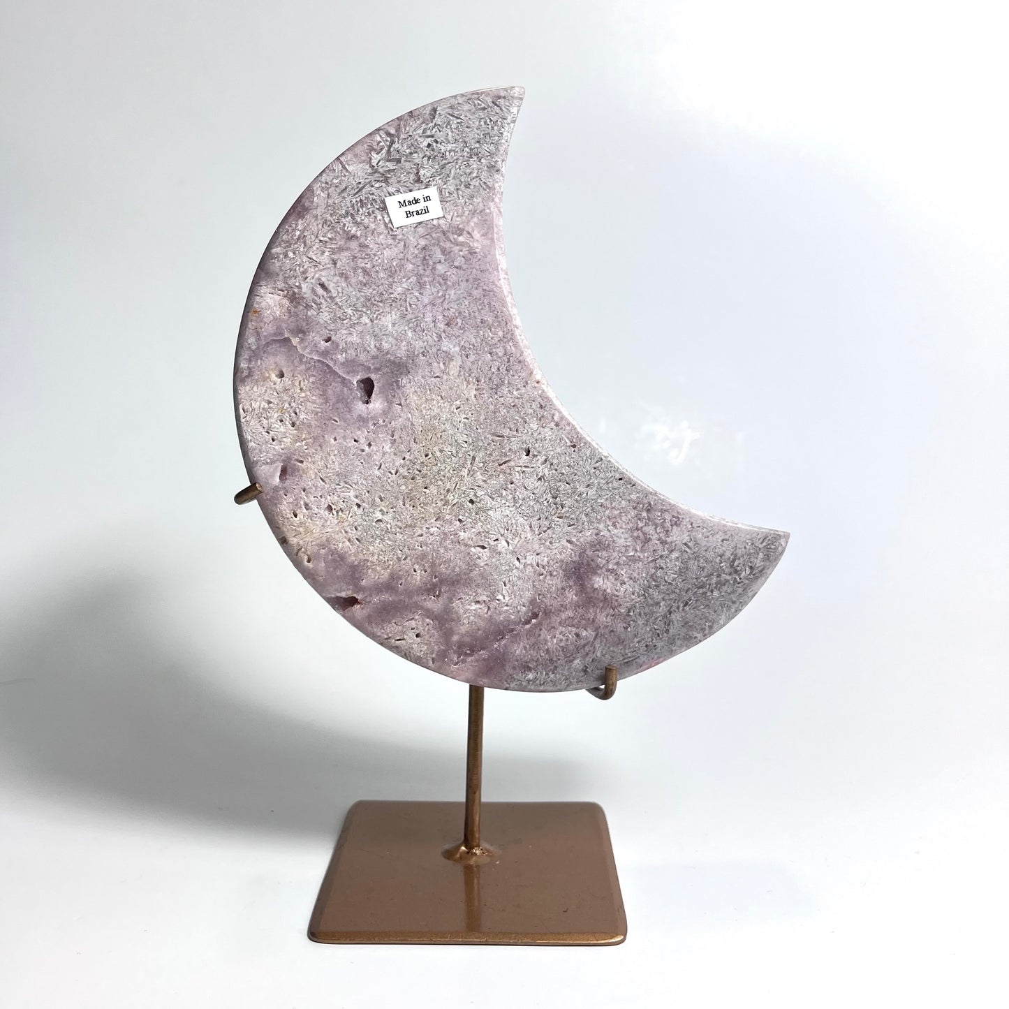 Brazilian Pink Amethyst | Moon on Gold Stand