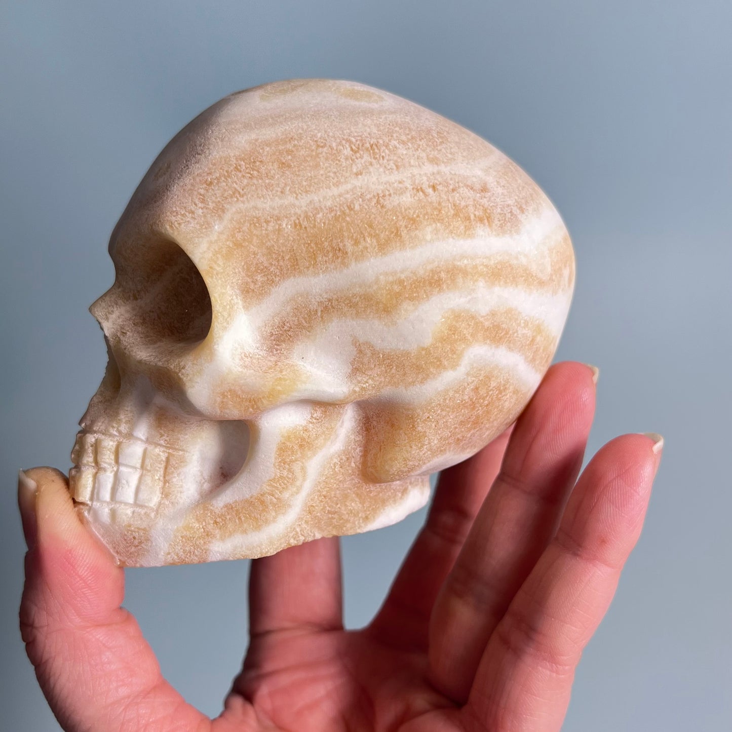 Orange Calcite | Skull Carving - Unpolished