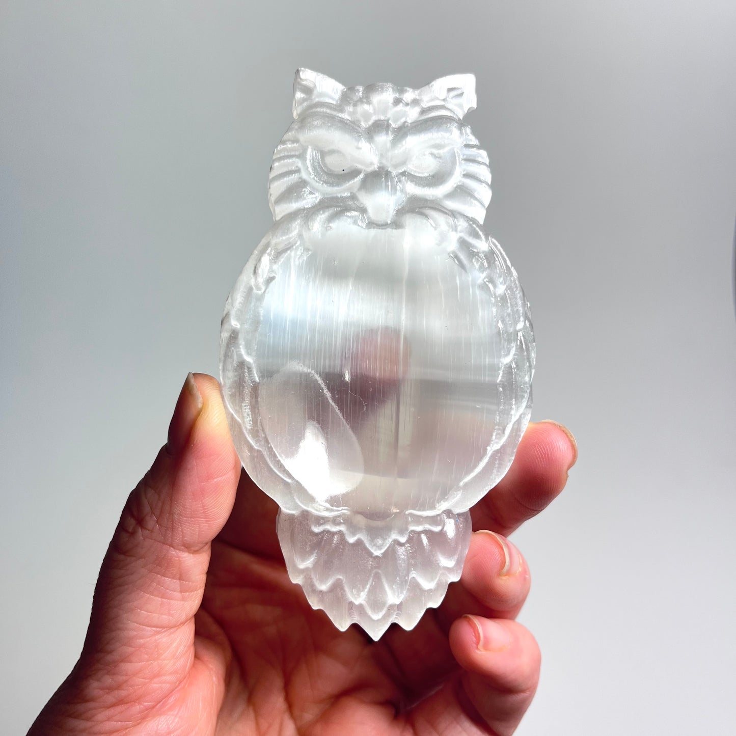 Owl | Selenite Carving, Bowl or Sphere holder