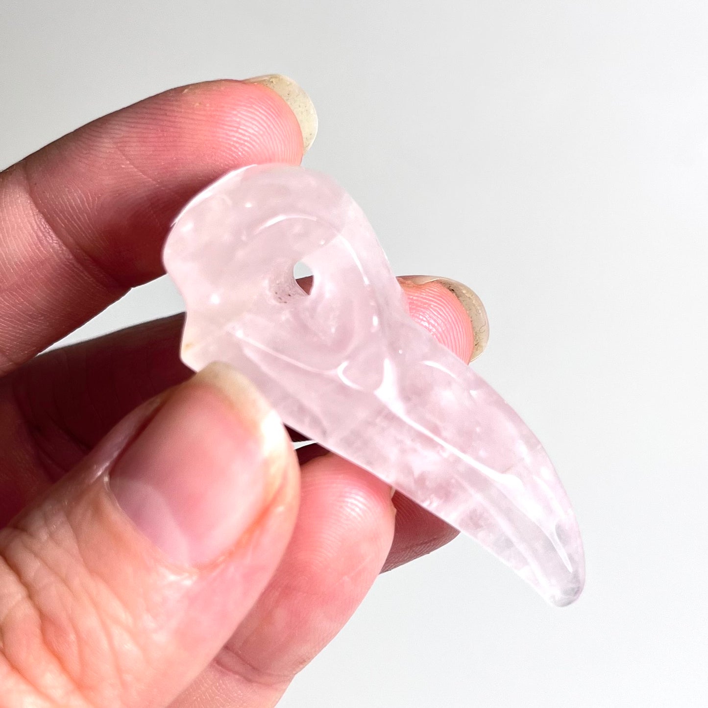 Rose Quartz | Raven Skull Medium