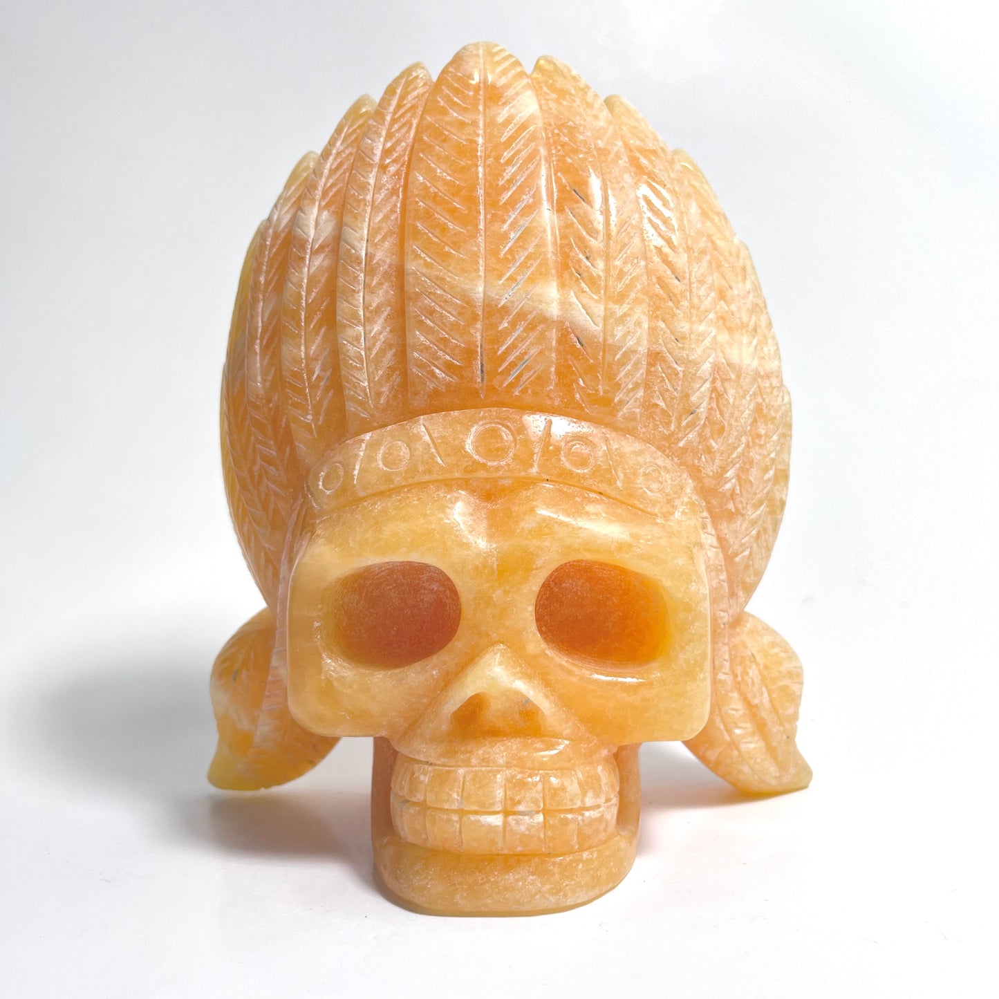 Orange Calcite | Native Skull Carving