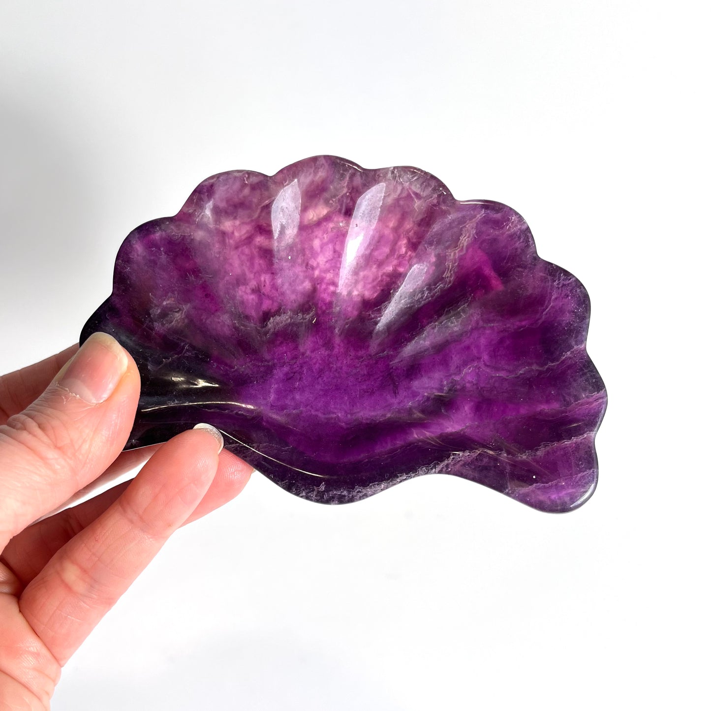 Purple Fluorite  | Shell Dish Carving