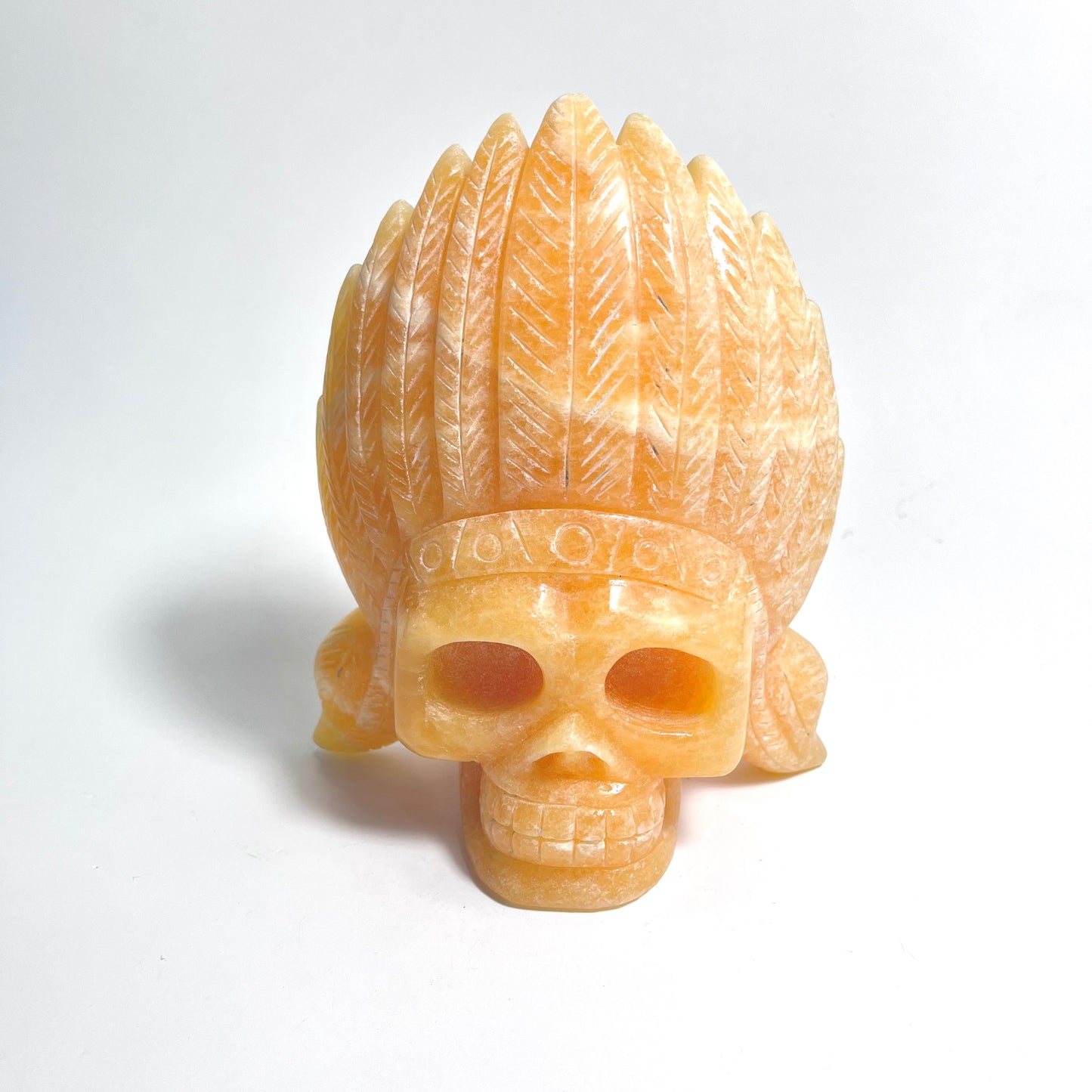 Orange Calcite | Native Skull Carving