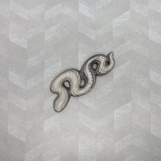 Silver Sheen Obsidian | Snake carving