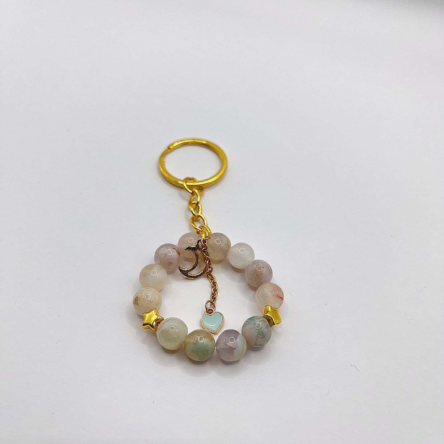 Flower Agate |  Stars and Moon Collection Keychain