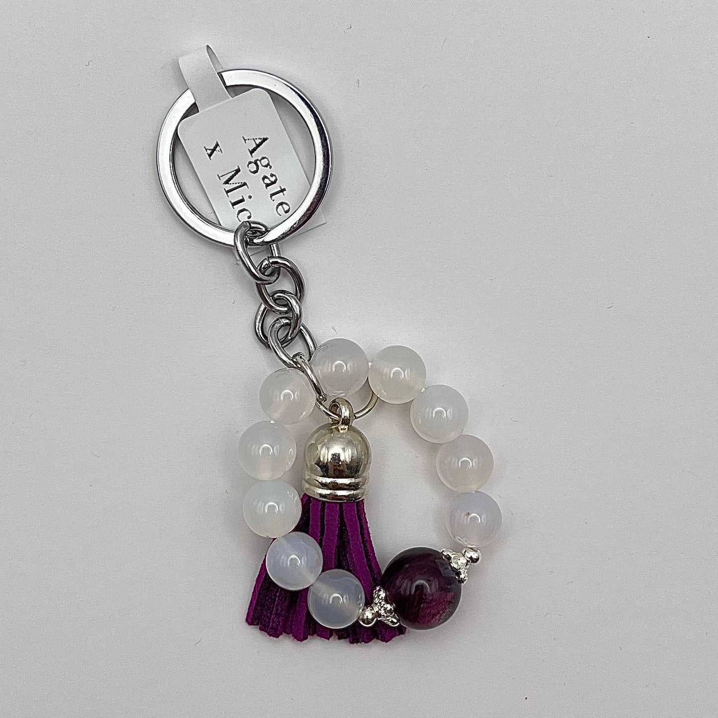 White Agate x Mica |  Tassel Collection Keychain